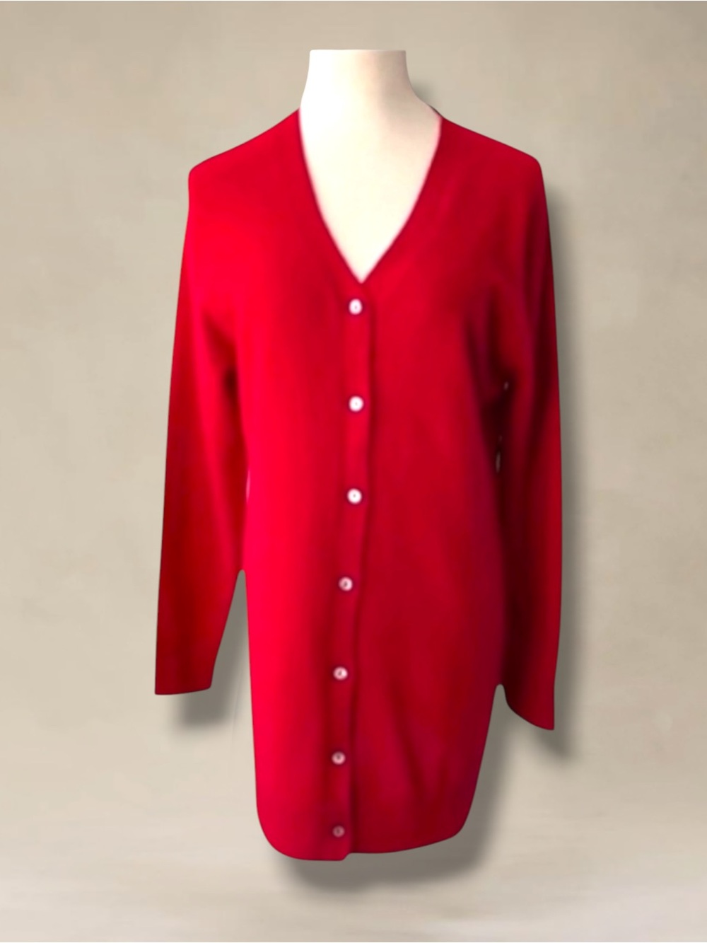 PRECIOUS FIBERS RED CASHMERE CARDIGAN BUTTON SWEATER SIZE MEDIUM